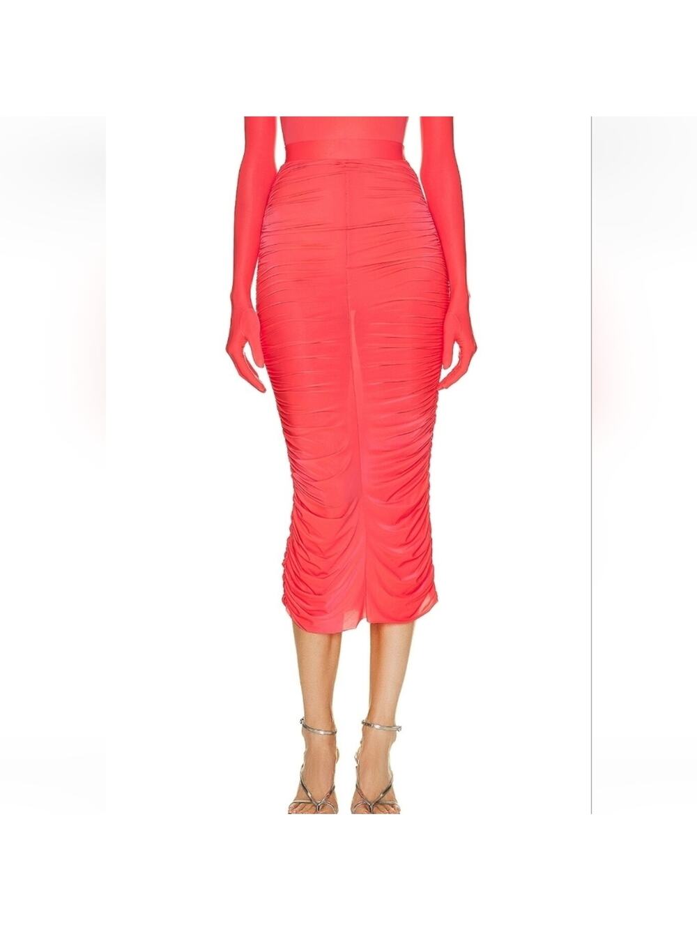 Alex Perry Dakota Ruched Skirt in Strawberry UK 10 US 6 Midi